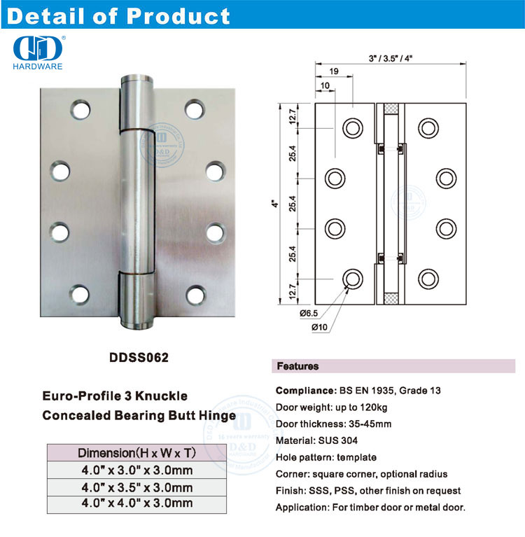 Concealed Bearing Door Hinge