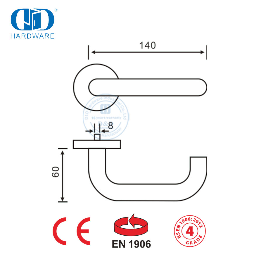 External Door Accessories Stainless Steel Elliptical Escutcheon Hollow Lever Handle-DDTH001-SSS