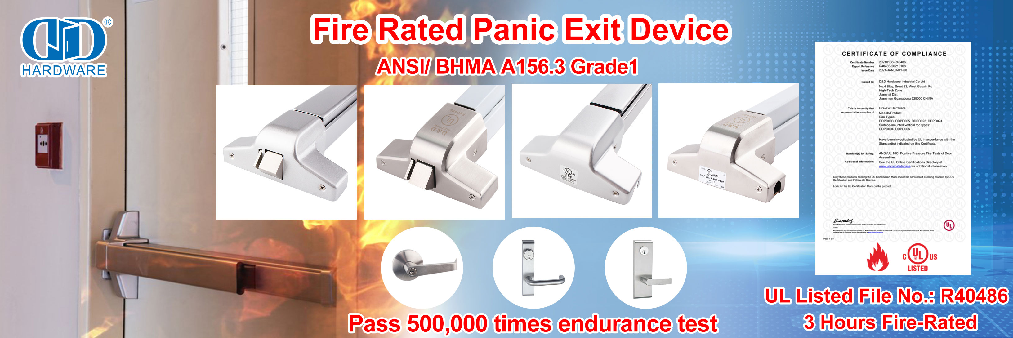 Fire-Exit Hardware that meets ANSI Grade 1 and UL 10C standards