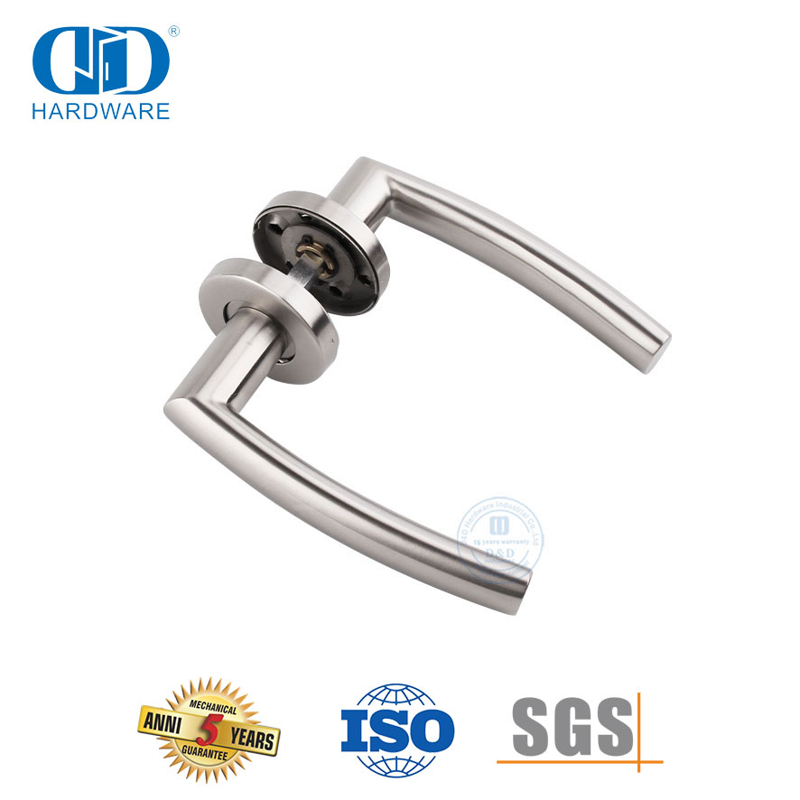Luxury Stainless Steel Door Handle on Rosette for Front Door-DDTH025-SSS