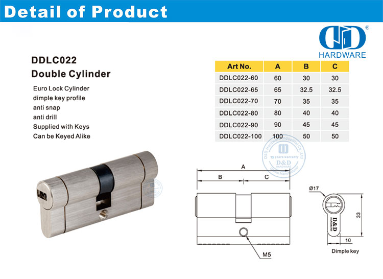 Anti Snap Double Cylinder