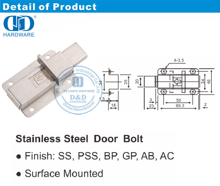 Surface Mounted Door Bolt