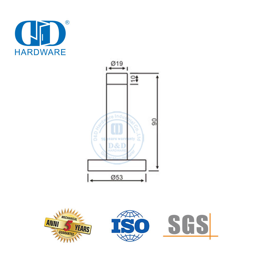 Public Toilet Stainless Steel T Shape Door Stopper for Bathroom-DDDS016-SSS