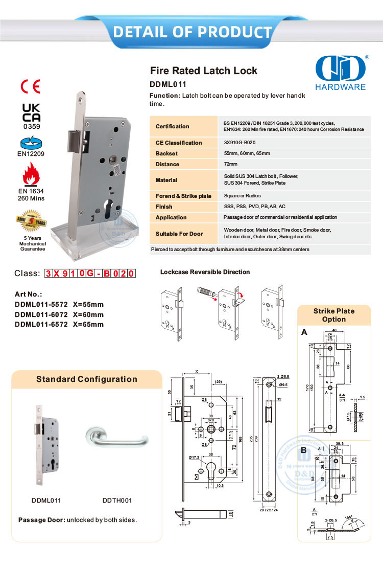 EN 12209 Door Lock