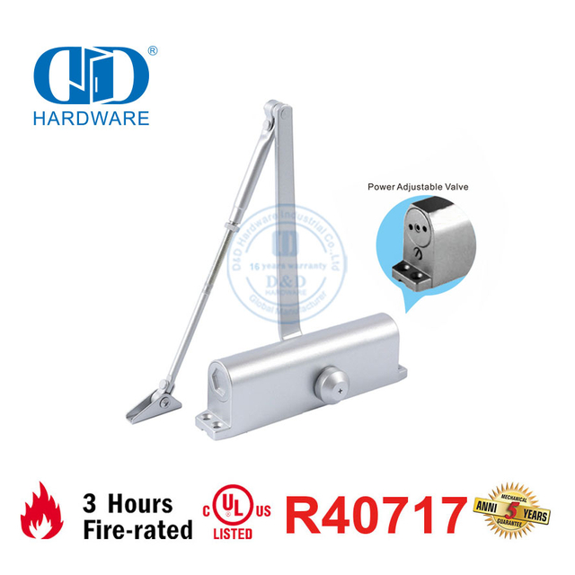 High Quality CE UL 10C Listed Fire Rated Adjustable Speed Door Closer with Back Check-DDDC040BC