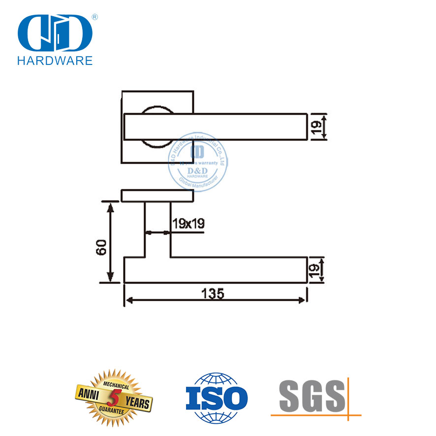High Quality Exterior Door Square Lever SUS 304 European Door Hardware-DDTH046-SSS