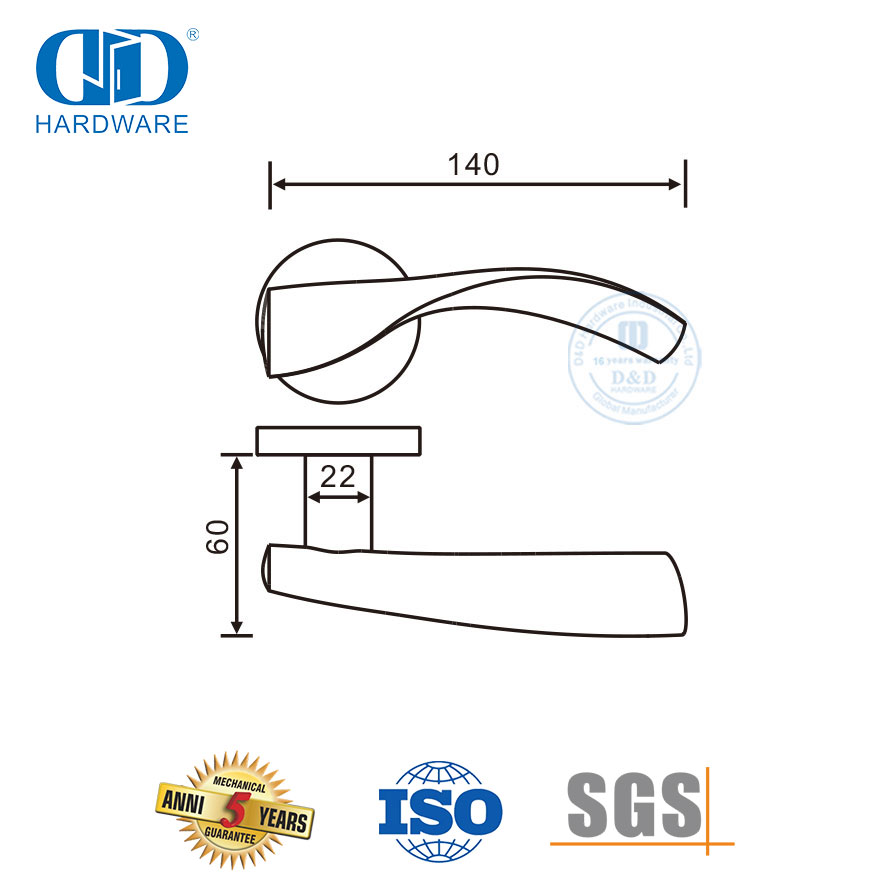 Wave Type Streamline Design Stainless Steel 304 Solid Door Handle-DDSH049-SSS