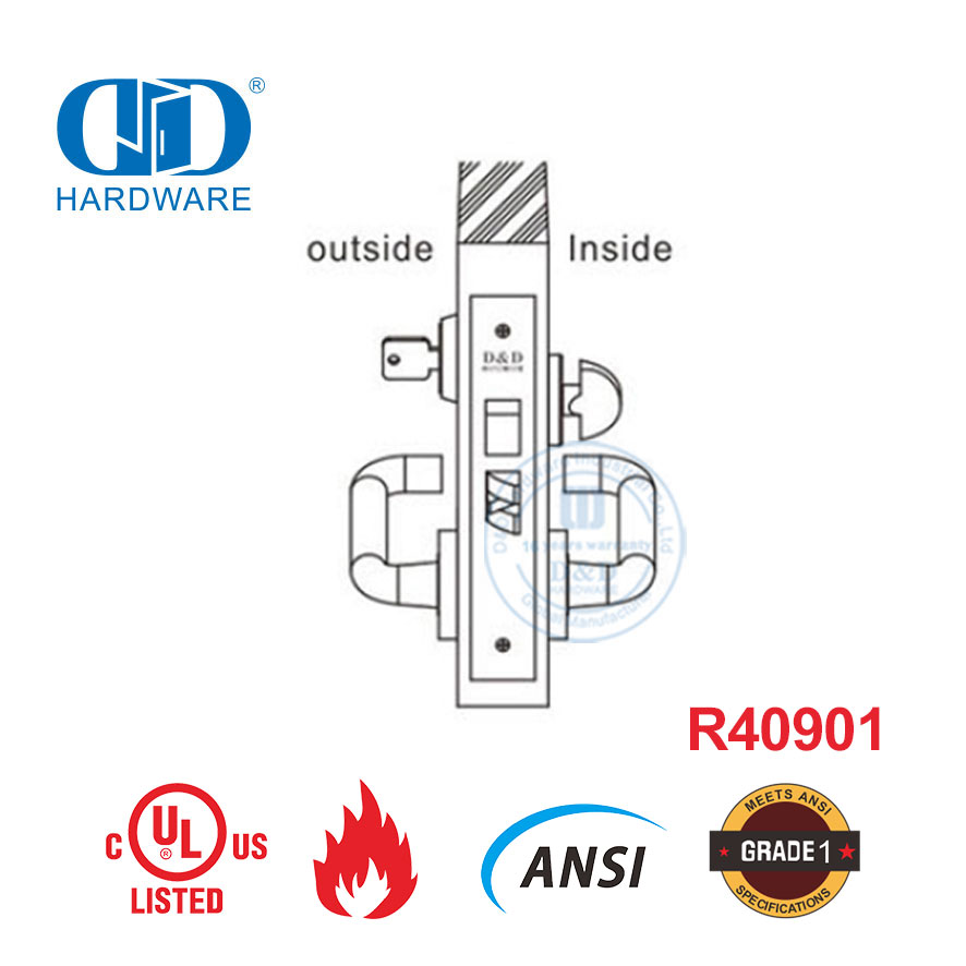 UL ANSI Fire Rated Hardware Exit Door Mortise Lock Set for Dormitory-DDAL13