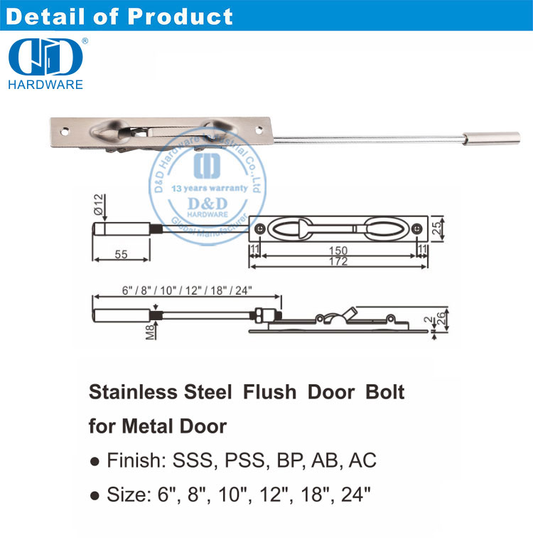 Metal Door Flush Bolt