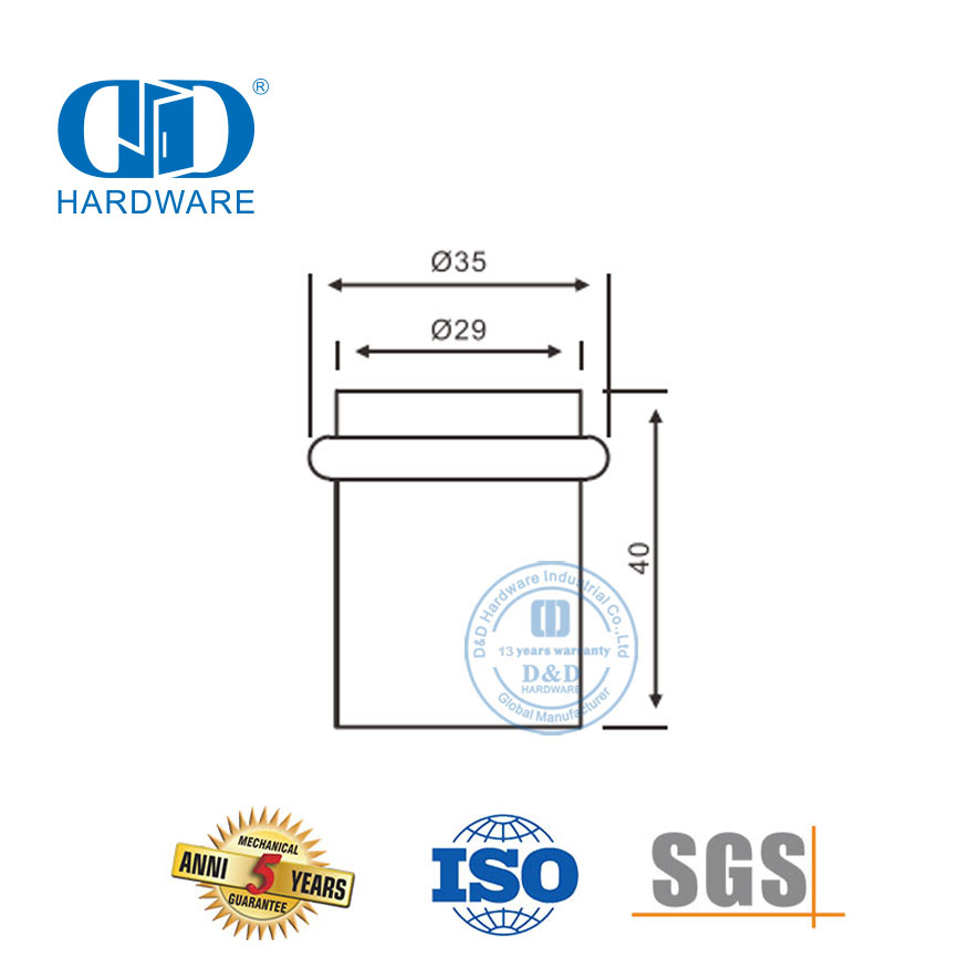 Hospital Door Hardware Black Rubber Satin Stainless Steel Door Stop Holder-DDDS011-SSS