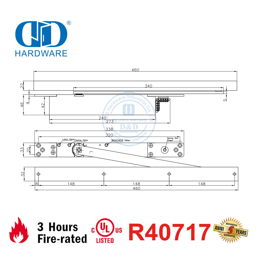 Popular ANSI UL Listed Certification Fire Rated Concealed Door Closer-DDDC047