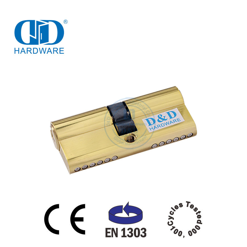 EN 1303 Polished Brass Double Key Lock Cylinder for Wooden Door-DDLC003-60mm-PB