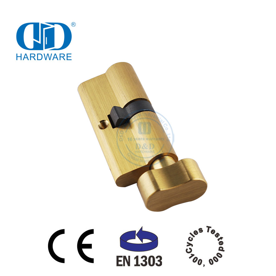 Satin Brass Bathroom Mortise Lock Cylinder with EN 1303 Certification-DDLC007-70mm-SB