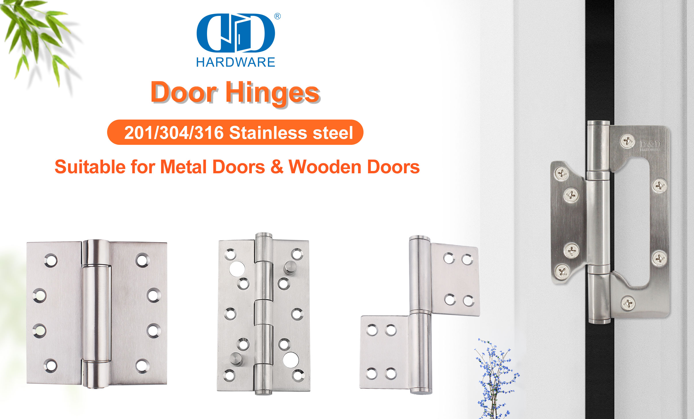 Different Finishes Stainless Steel Door Hinge Types Manufacturer
