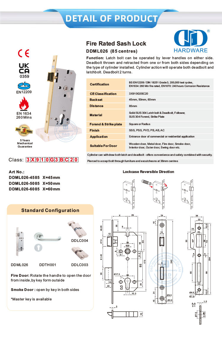 Fire Rated Mortise Lock