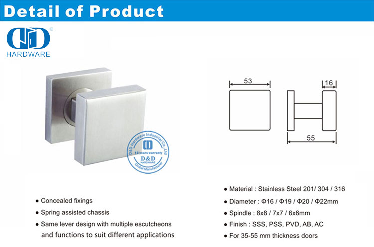 Square Knob Lever Handle