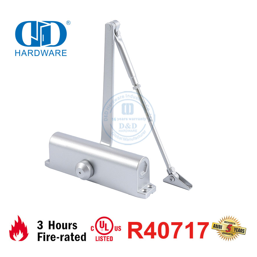 Hot Selling Heavy Duty 80-120KG 1250mm CE UL 10C Listed Fire Rated Door Closer with Back Check-DDDC040