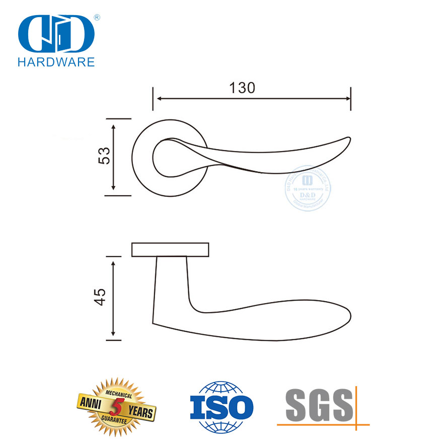 Main Door Hardware SS 316 Wave Type Solid Lever Handle-DDSH006-SSS