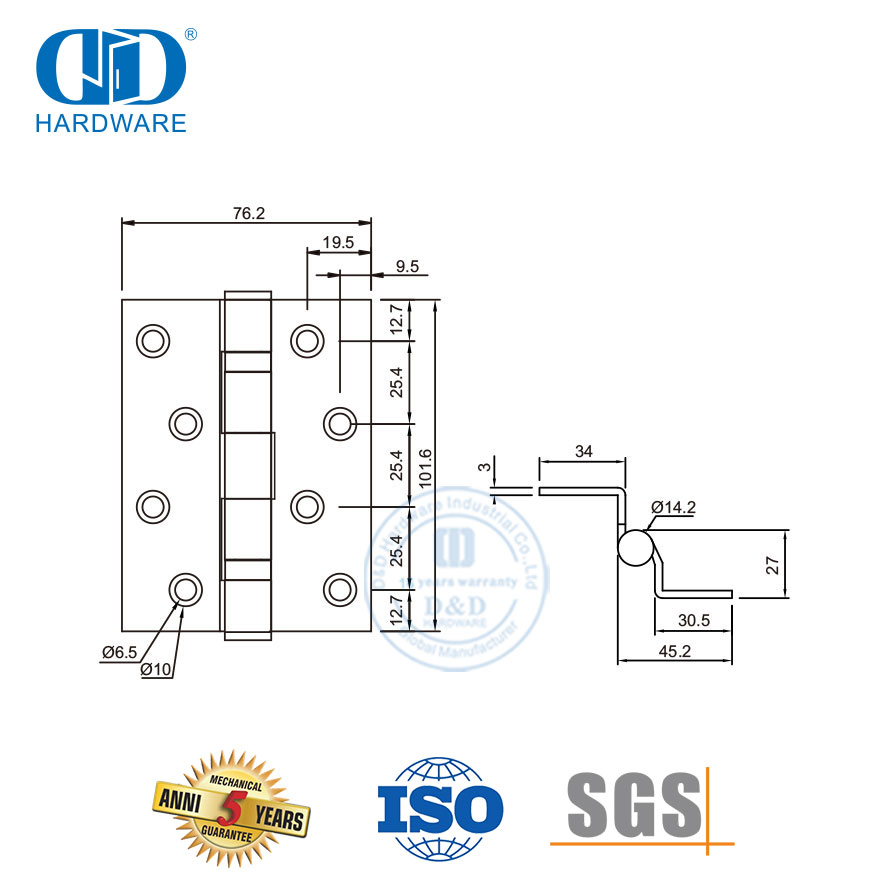 Stainless Steel High Quality Crank Hinge-DDSS012