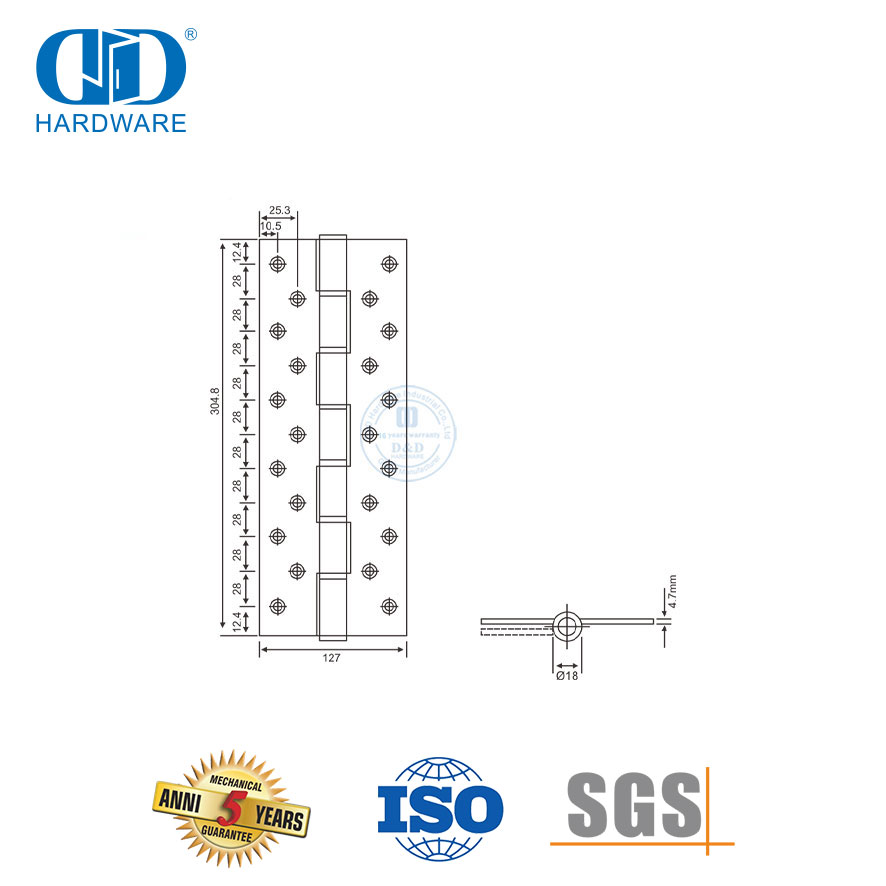 Stainless Steel Square Corner 12 Inch Heavy Duty Door Hinge-DDSS053