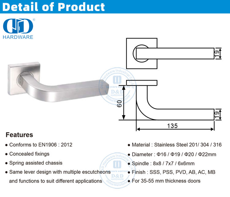 Square Rosette Door Handle