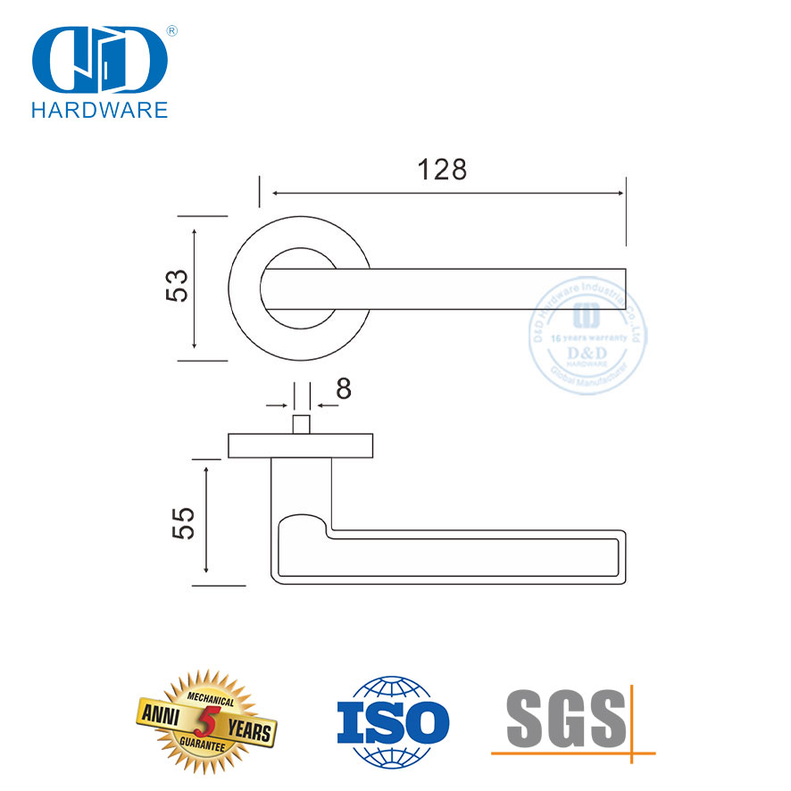 Euro Style Door Accessories Solid Lever Handle for Aluminum Door-DDSH023-SSS