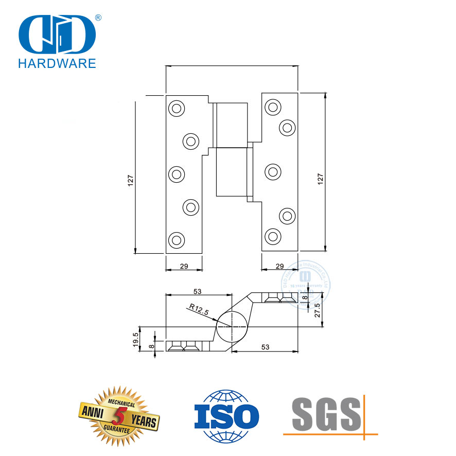 Metal Door Hardware Stainless Steel Durable Safe Type Pivot Hinge-DDSS067