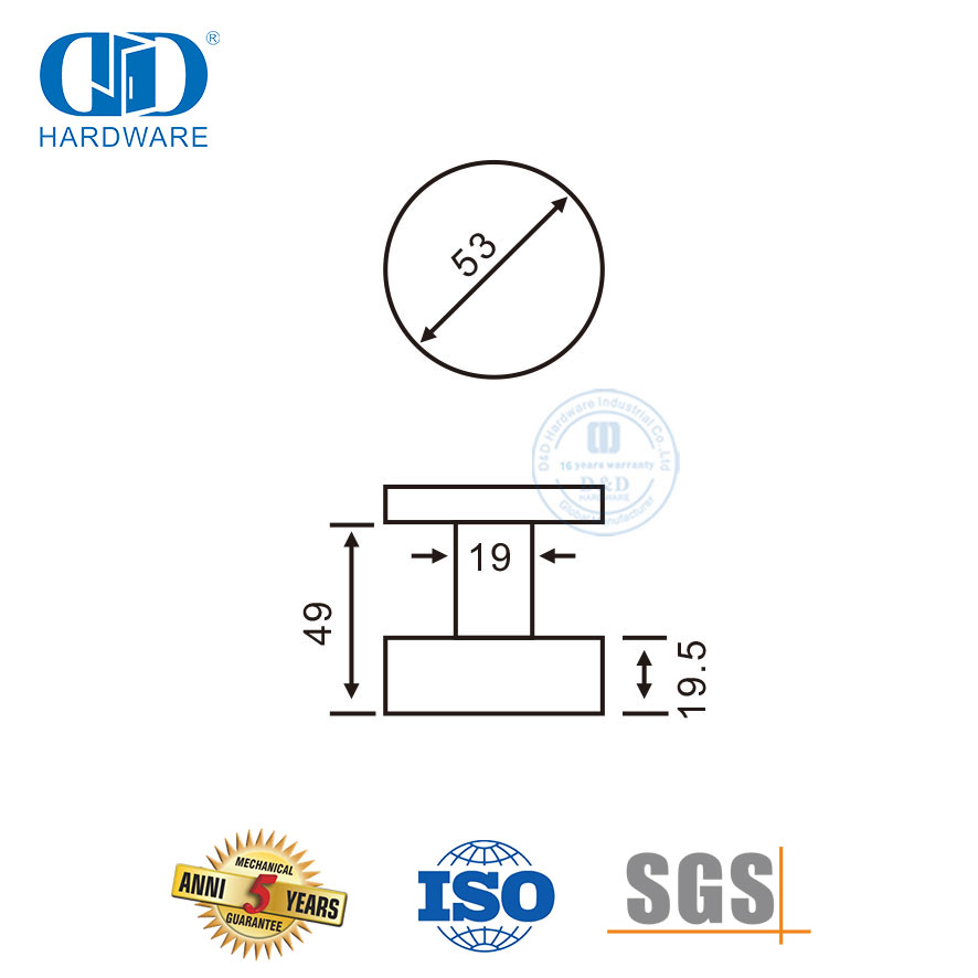Stainless Steel Solid Round Door Handle Knob for External Door-DDSH039-SSS