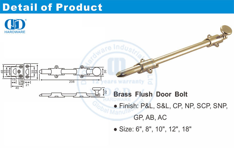Brass Flush Door Bolt