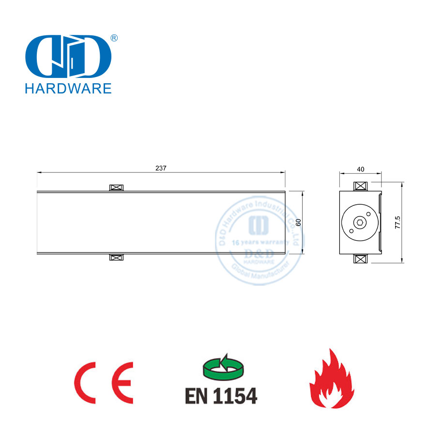Aluminum Alloy Two Adjustable Speed Door Closer with CE EN1154 Certification-DDDC013