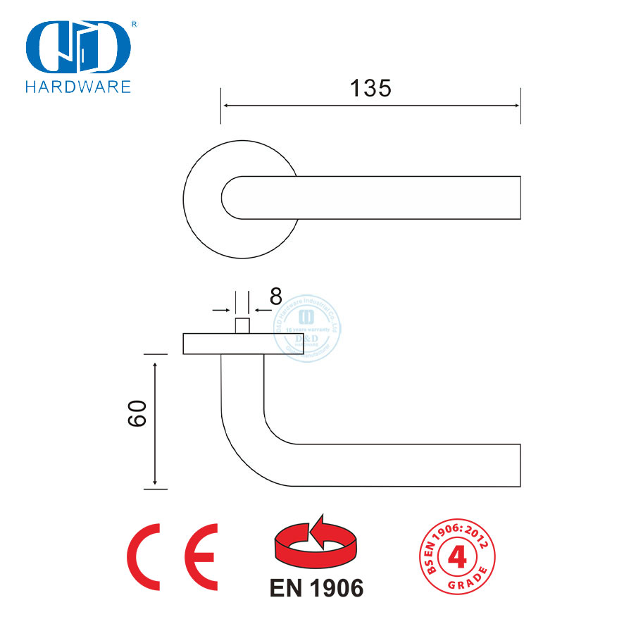 Furniture Hardware Accessories EN 1906 Bedroom Door Hollow Lever Handle-DDTH002-SSS