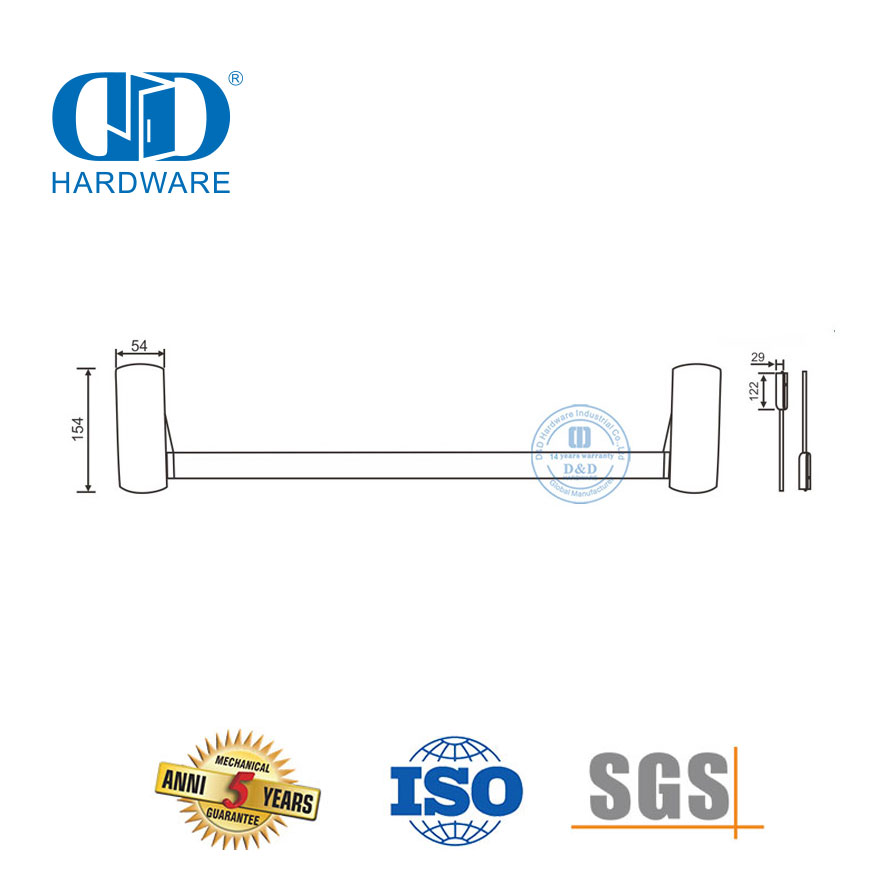 Escape Door Hardware Stainless Steel Push Bar Exit Hardware for Single Door-DDPD022-SSS