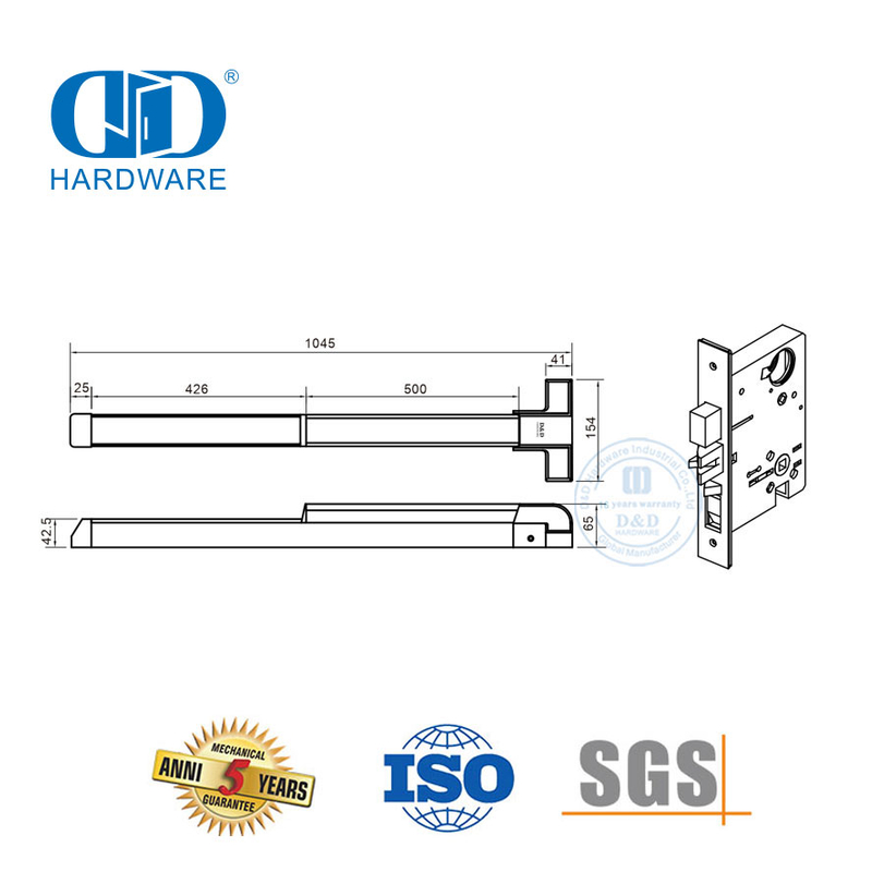 SUS 304 Panic Exit Hardware with Amercian Standard Mortise LockDDPD039SSS Buy American