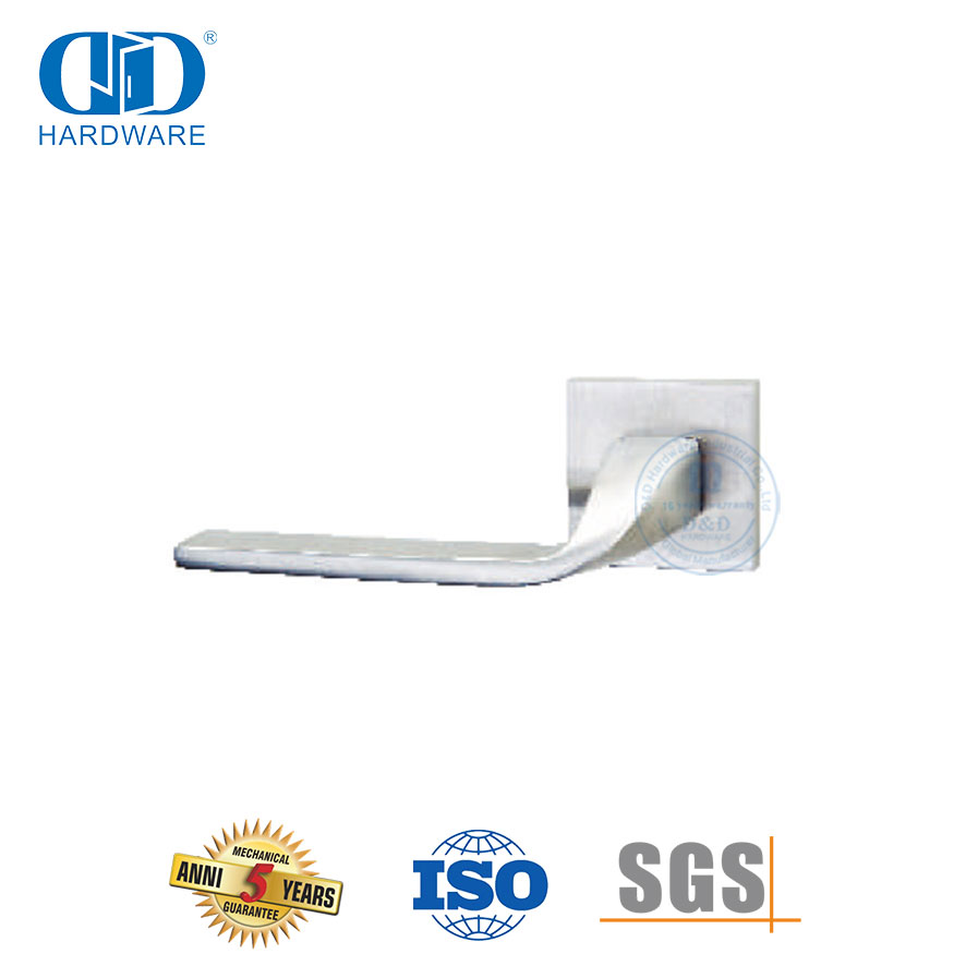 Stainless Steel Square Rosette Solid Lever Door Handle with Simplicity-DDSH055-SSS