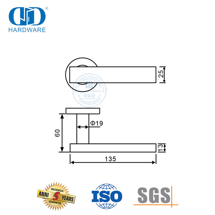 Round Rosette Stainless Steel Types of Door Handle for House-DDTH039-SSS