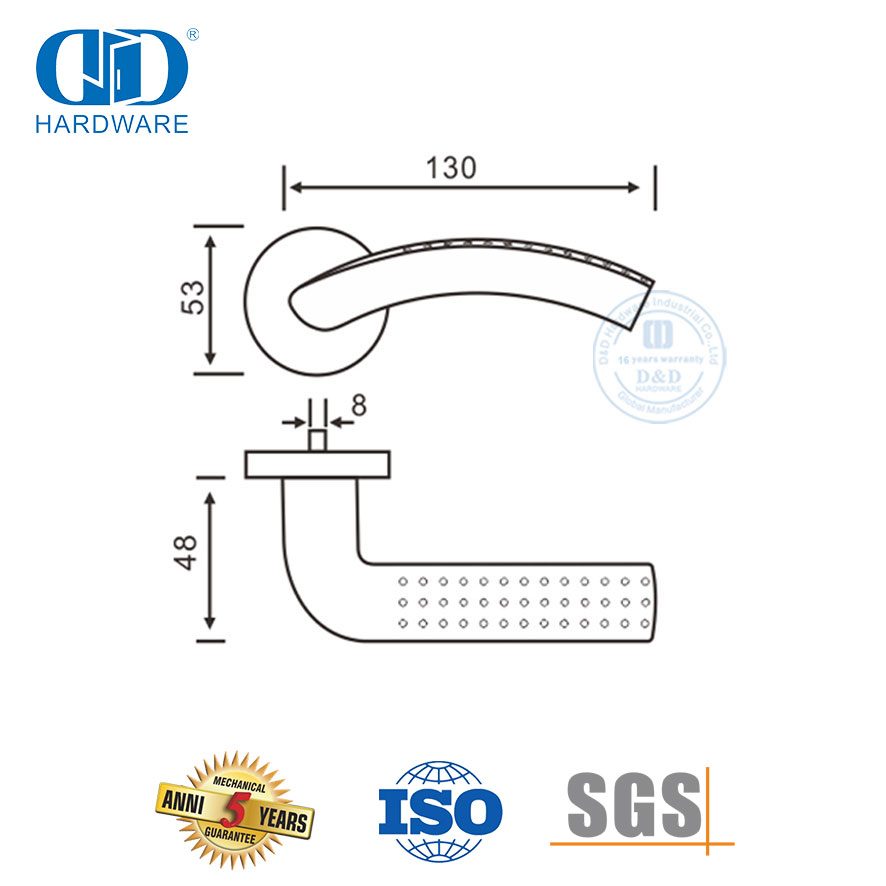 Anti Slip Design Stainless Steel Satin Polished Solid Lever Handle-DDSH029-SSS