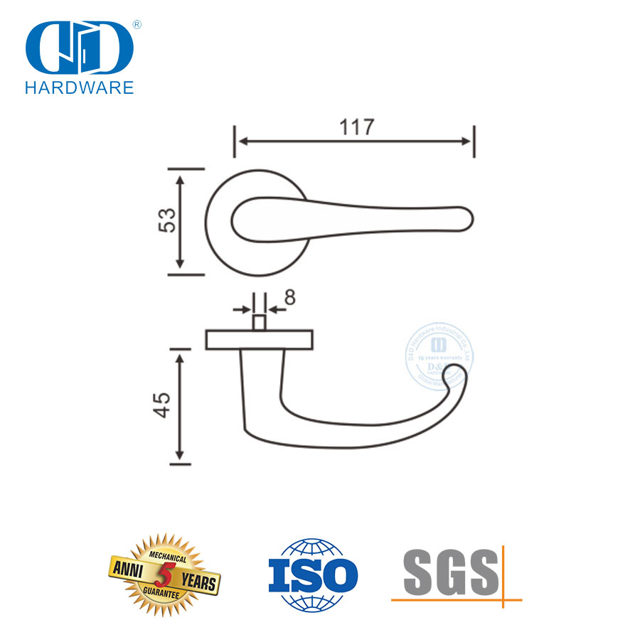 Hotel Entrance External Door Hardware Stainless Steel Solid Lever Handle-DDSH005-SSS