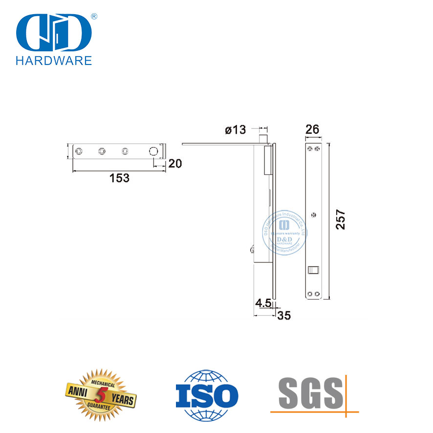 Security Door Hardware Stainless Steel Concealed Deadbolt Lock Automatic Bolt-DDDB031-SSS