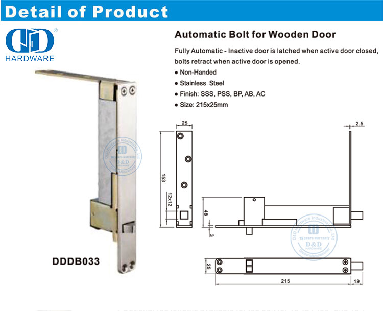 Wooden Door Automatic Bolt