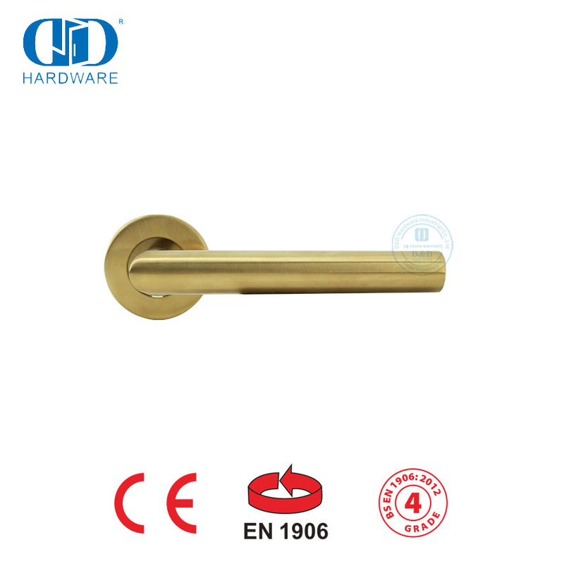 Satin Brass EN 1906 Door Lock Security Accessories Golden Lever Handles-DDTH003-SB