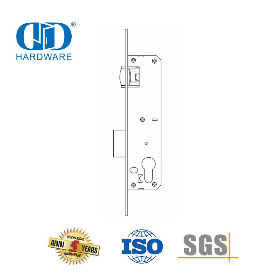 Stainless Steel Square Forend Narrow Mortise Lock with Roller Bolt-DDML022-3085
