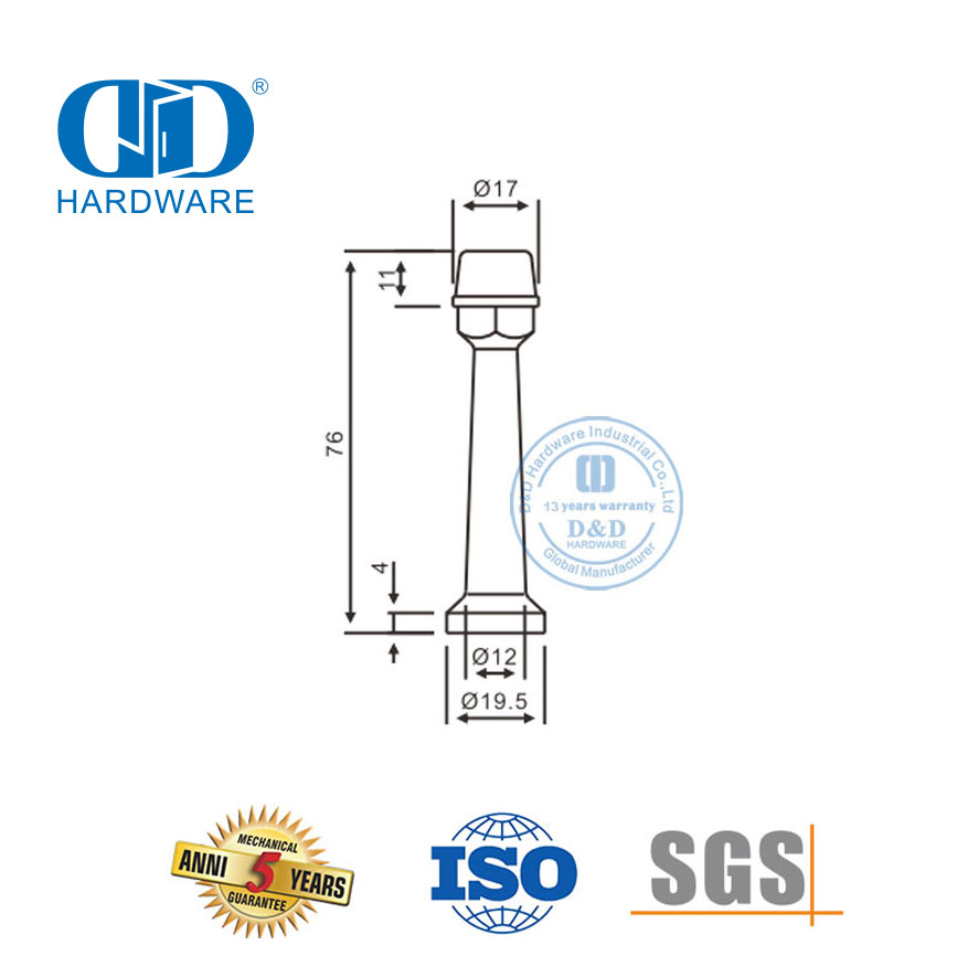 Wall Mounted Door Hardware SS 304 Pipe Tubing Door Stopper Holder-DDDS015-SSS