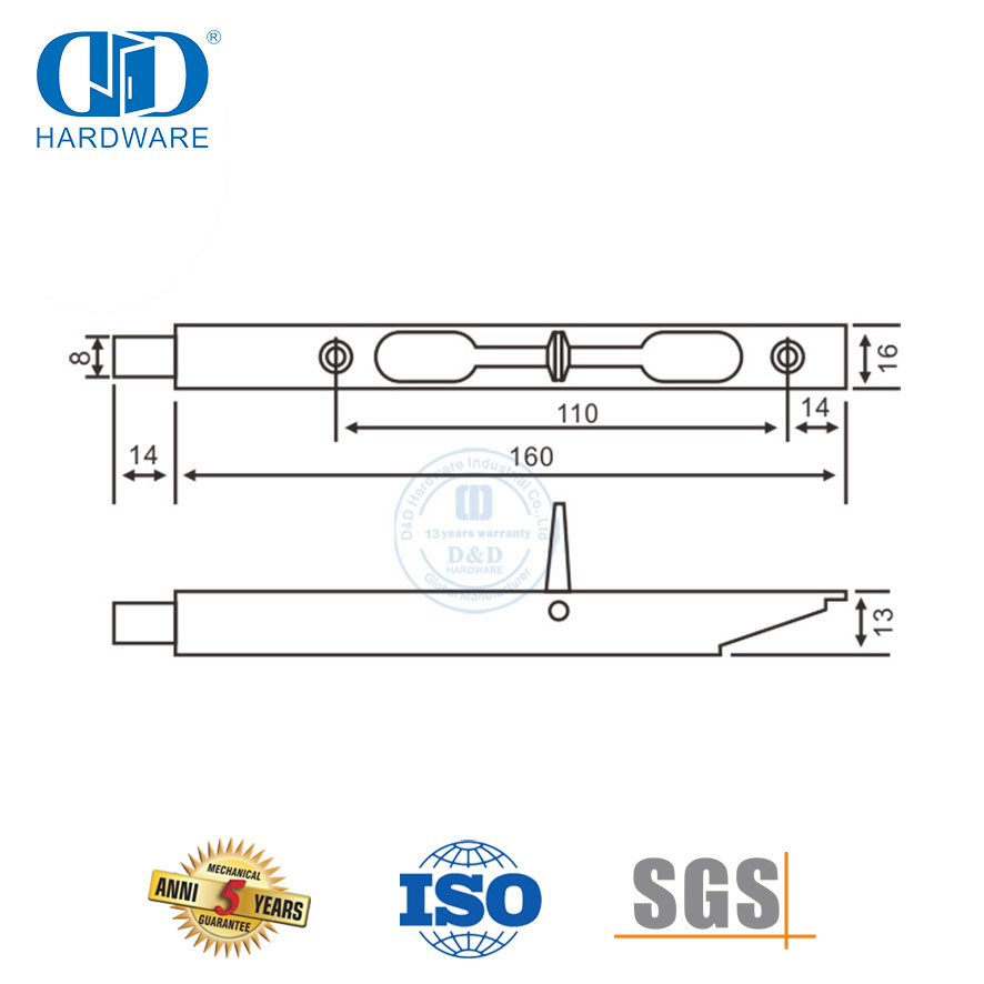 Stainless Steel Box Type Flush Bolt for Wooden Door-DDDB007-SSS