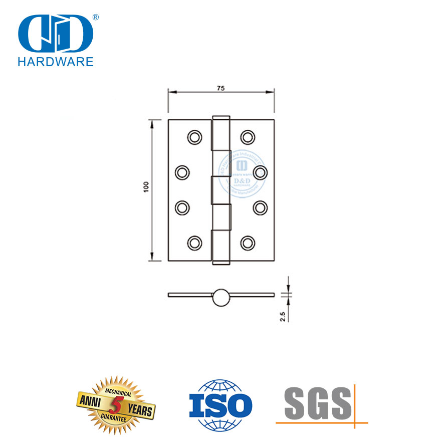 Australian Market Stainless Steel 304 Non-Bearing Door Hinge for Bedroom-DDSS057