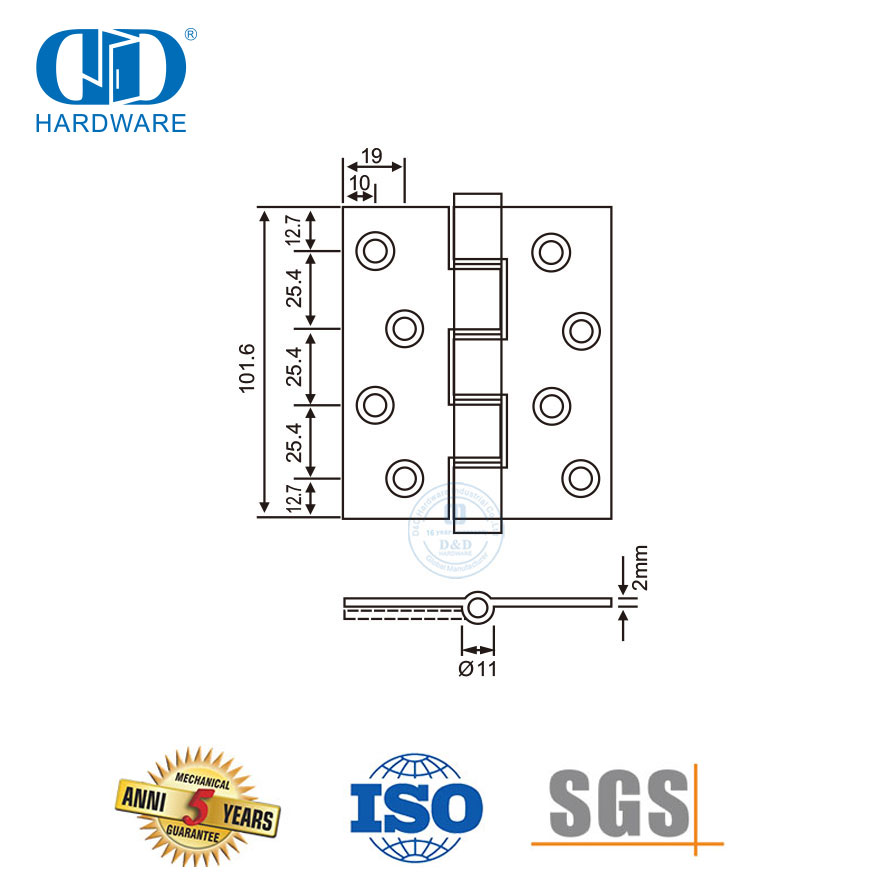 Main Door Hardware Stainless Steel Double Washer Hinge-DDSS008