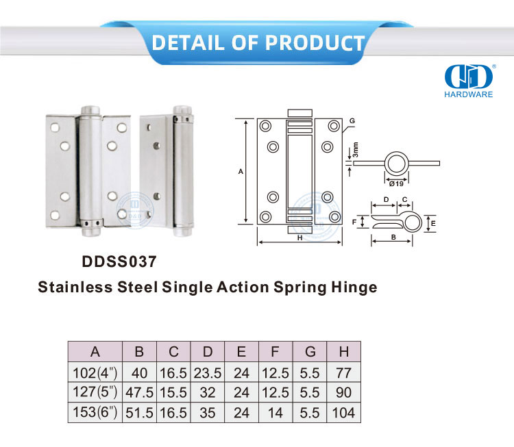 Stainless Steel Single Action Spring Hinge
