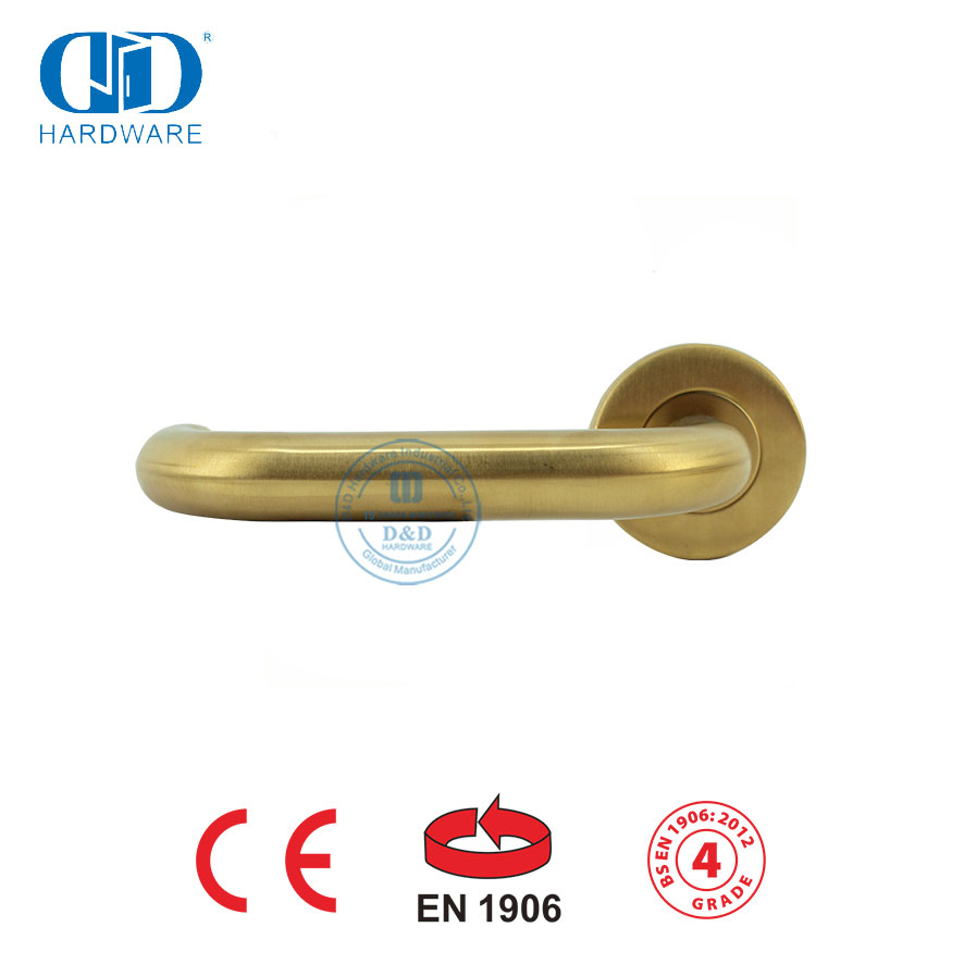 Customized Decorative Hardware EN 1906 Satin Brass Entrance Door Handles-DDTH001-SB