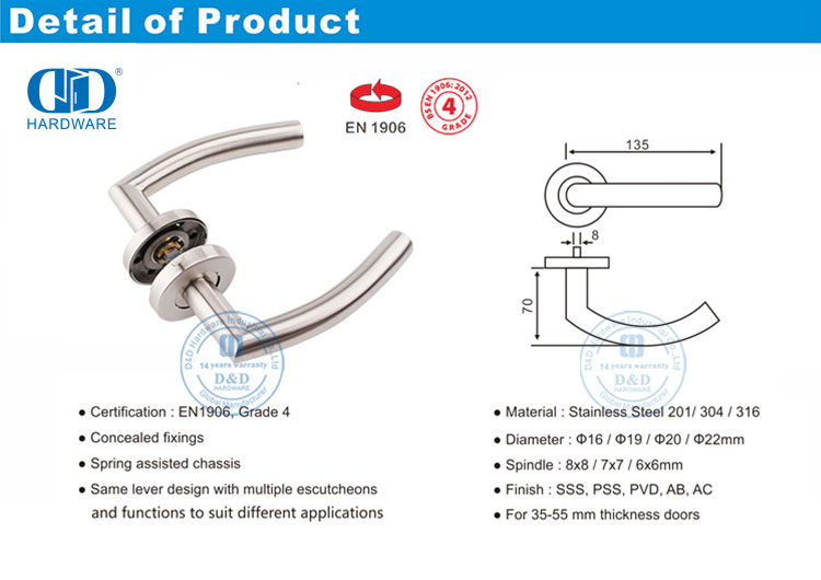 Stainless Steel Lever Handle