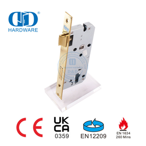 Polished Brass Mirror Golden Fire Rated Mortise Lock for Commercial Building-DDML026-4585-PB