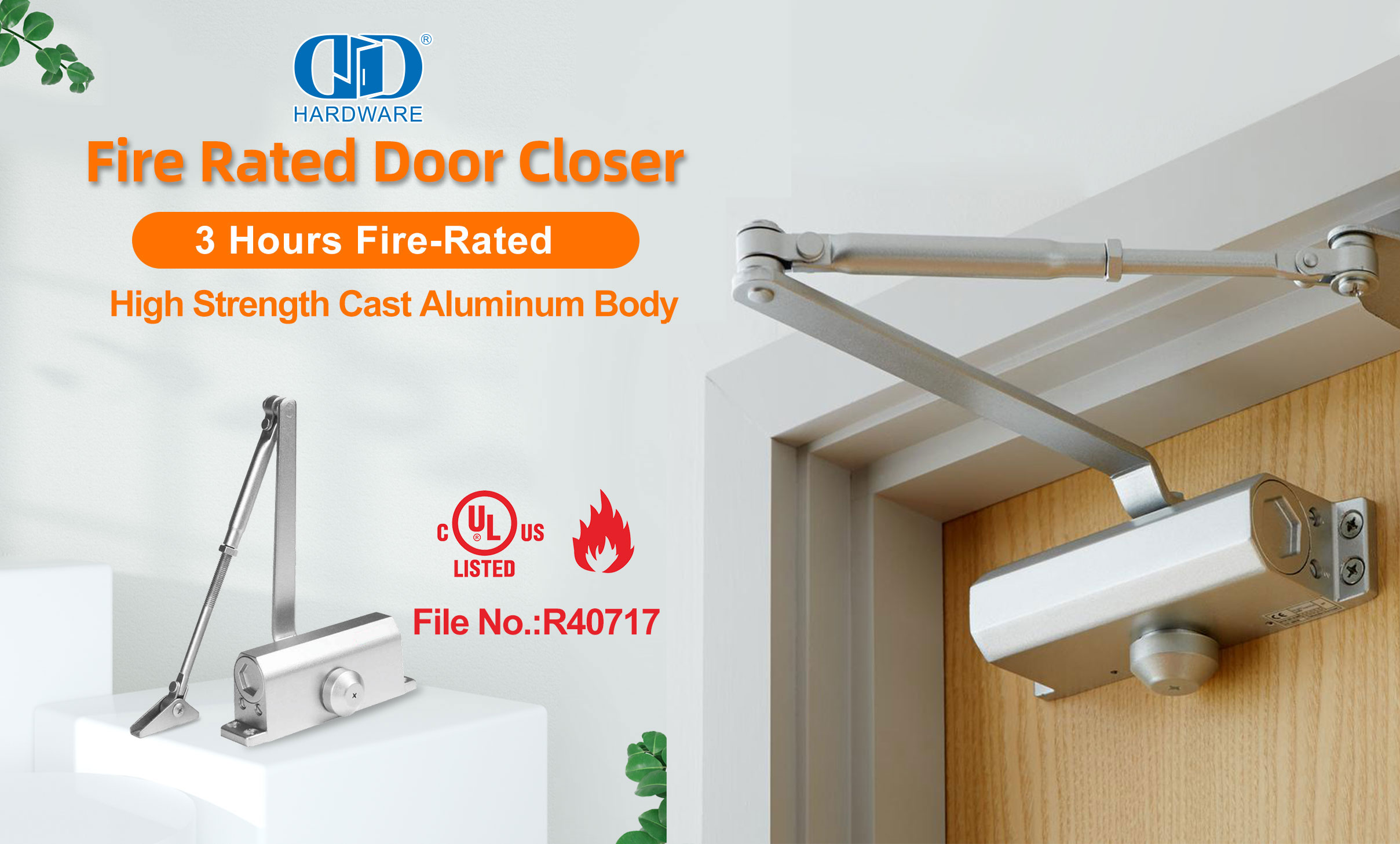 UL Listed Fire Rated Adjustable Heavy Duty Back Check Global Door Closer